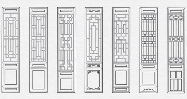 宿城常用中式仿古花窗图案隔断设计图